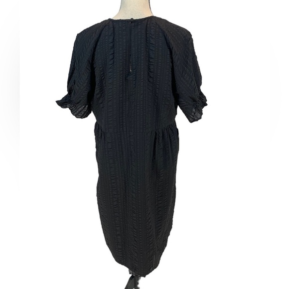 Nordstrom 100% Cotton Short Sleeve Crew Neck Midi Dress - Black - size Medium - Picture 3 of 7